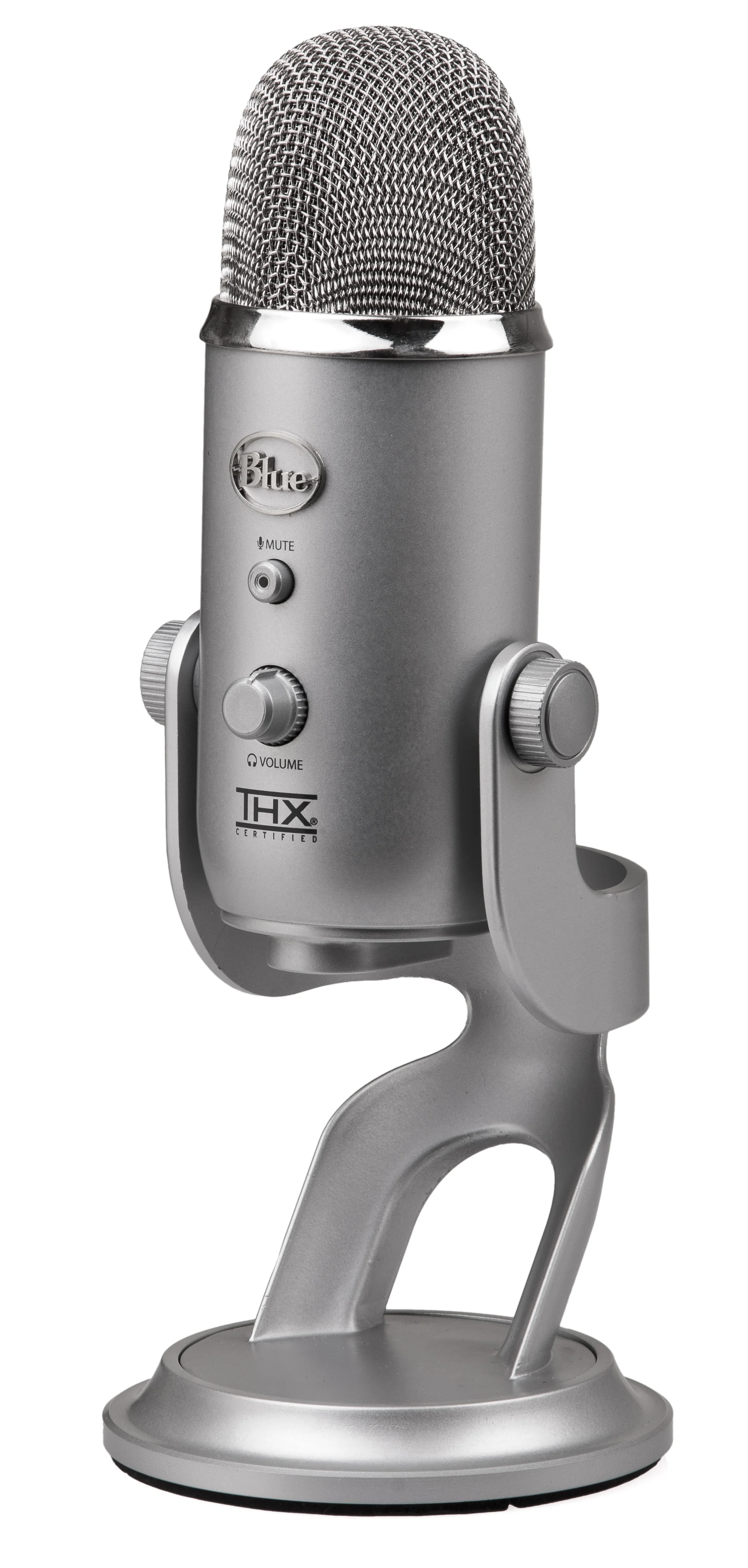 Blue Yeti USB microphone in classic silver design